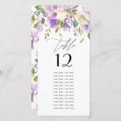 紫の花模様水彩個別テーブルカード (正面/裏面)