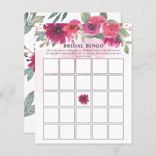 紫の花模様緑のブライダルシャワービンゴゲーム