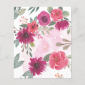 紫の花模様緑のブライダルシャワービンゴゲーム (裏面)