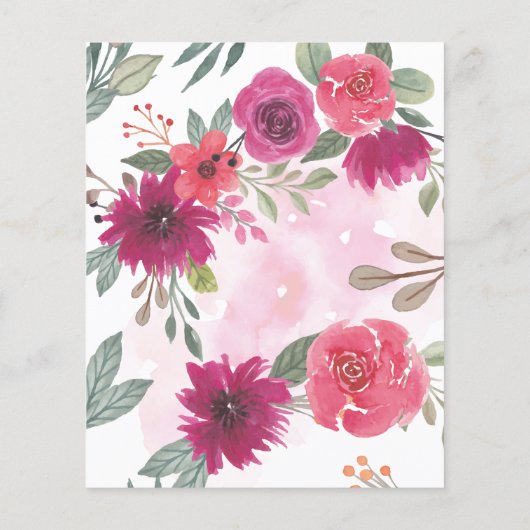 紫の花模様緑のブライダルシャワービンゴゲーム (裏面)