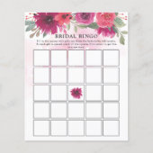紫の花模様緑のブライダルシャワービンゴゲーム (正面)