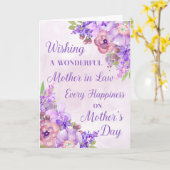 紫の花母の日の母 カード (黄色い花)