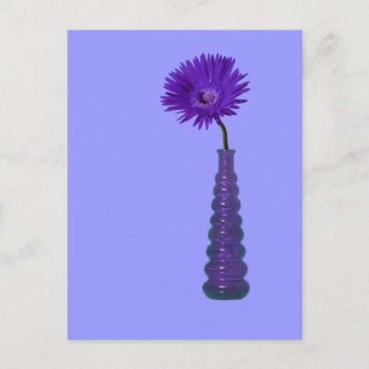 紫の花瓶と花 ポストカード (正面)