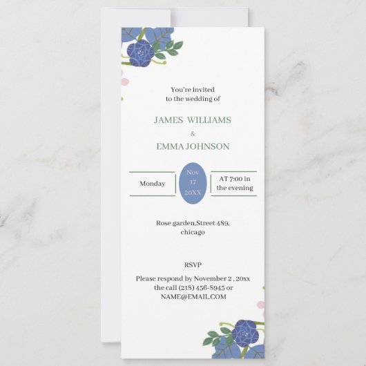 紫の花結婚の 招待状 (正面)