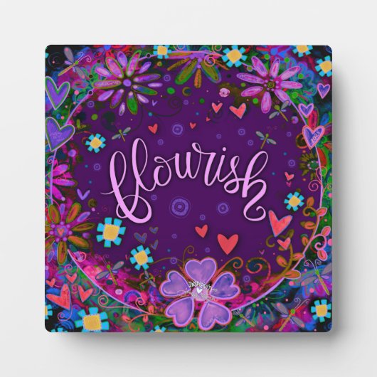 紫の花色感動的フローラかわいらし フォトプラーク (正面)