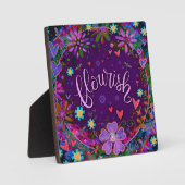 紫の花色感動的フローラかわいらし フォトプラーク (正面)