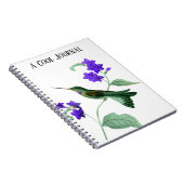 紫の花茎に輝く緑のハミングバード ノートブック (右側)