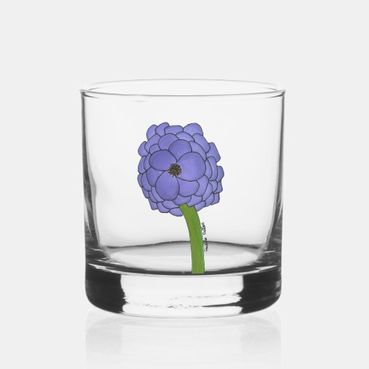 紫の花 ウイスキーグラス (正面)