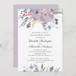 紫の花。ガーデンフローラ婚約パーティ 招待状