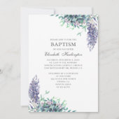 紫の花。ガーデンフローラ。ラベンダーバプテスマ 招待状 (正面)