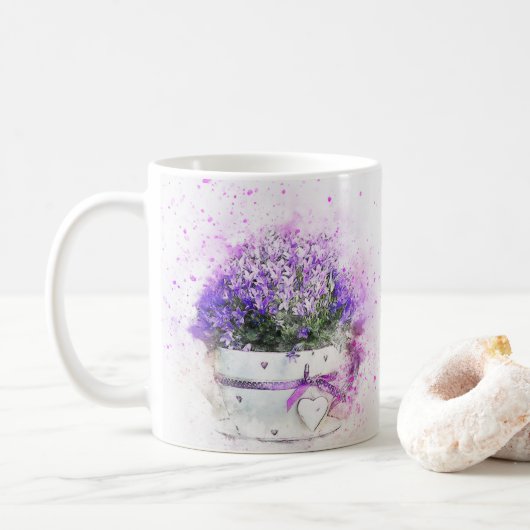 紫の花 コーヒーマグカップ (ドーナツ)