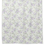 紫の花 ゴールドの星 月 シャワーカーテン (正面)