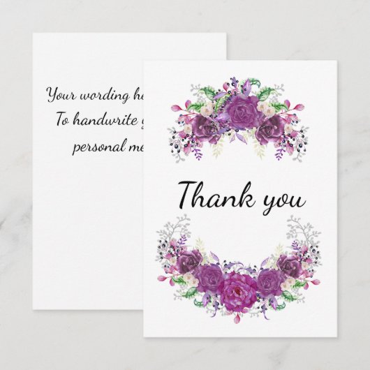 紫の花 サンキューカード (正面/裏面)
