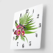 紫の花 スクエア壁時計 (傾斜)