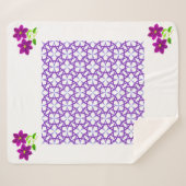 紫の花/デザインシェルパ毛布。 シェルパブランケット (正面(横))