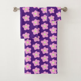 紫の花 バスタオルセット