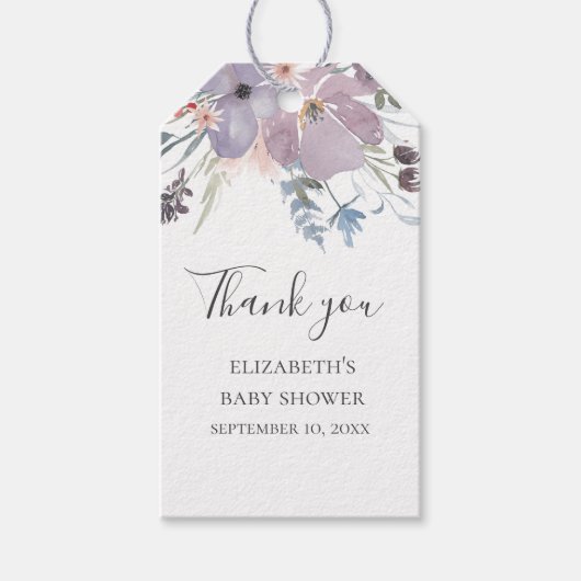 紫の花。フローラの赤感謝していちゃん ギフトタグ (正面)