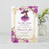 紫の花，メキシコ·フィエスタ·カップル·シャワー   招待状 (スタンド正面)