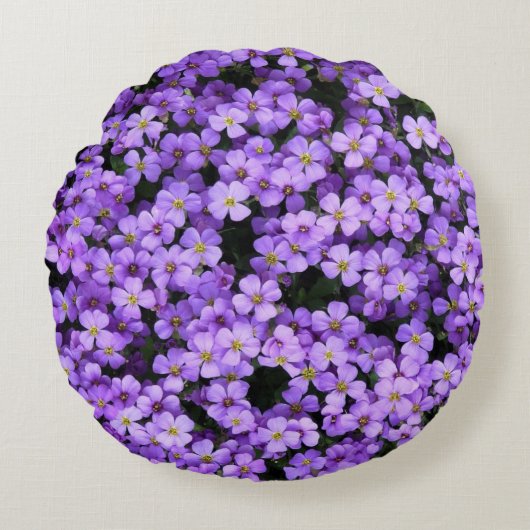 紫の花 ラウンドクッション (正面)