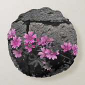紫の花 ラウンドクッション (裏面)
