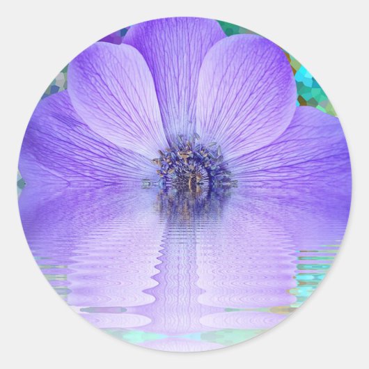 紫の花 ラウンドシール (正面)
