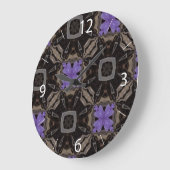 紫の花 ラージ壁時計 (傾斜)