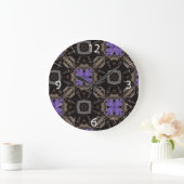 紫の花 ラージ壁時計 (ホーム)