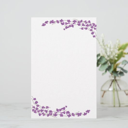 紫の花 便箋 (スタンド正面)