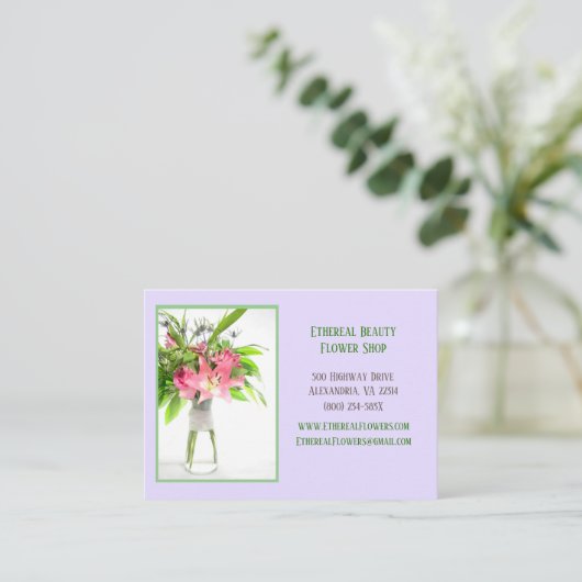 紫の花 名刺 (スタンド正面)