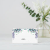紫の花。庭の花ウェディング。ラベンダー プレイスカード (スタンド正面)