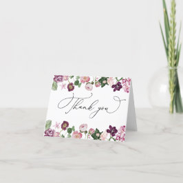 紫の花 現代の結婚前お礼カード サンキューカード