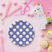 紫の花 |白い水玉模様 ペーパープレート (パーティー)