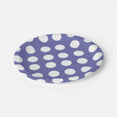 紫の花 |白い水玉模様 ペーパープレート (アングル)