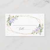 紫の花、白い花、ボヘミアン、結婚式 プレイスカード (正面)