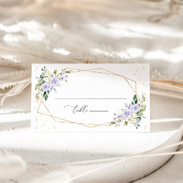 紫の花、白い花、ボヘミアン、結婚式 プレイスカード