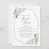 紫の花、白い花、ボーホー、結婚前祝賀会 招待状 (正面)