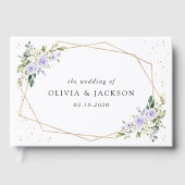 紫の花、白の花、ボホ結婚の ゲストブック (正面)