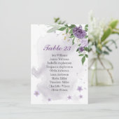 紫の花 緑の植物 席次表 カード (スタンド正面)