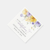 紫の花、黄の花、1歳の誕生日 スタンダードカクテルナプキン (角)