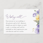 紫の花、黄色の花結婚の願い エンクロージャーカード (正面)