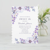 紫の花 Sweet 16. 花の16歳の誕生日 招待状 (スタンド正面)