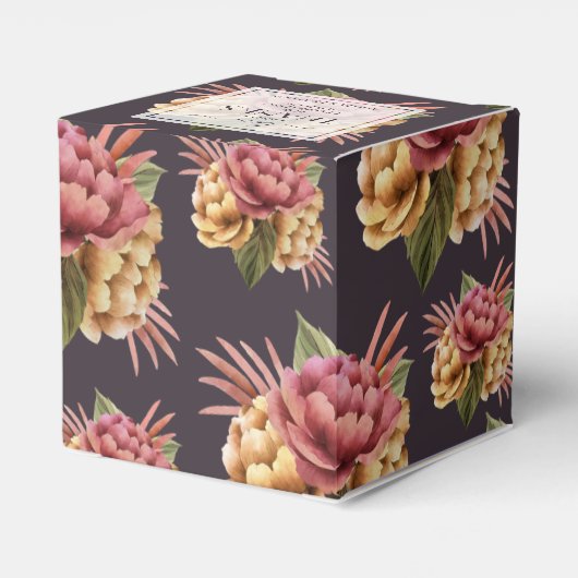 紫の茶色のビーフボックスにシックな牡丹の花 フェイバーボックス (裏面サイド)