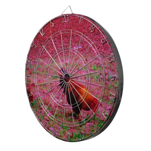 紫の草の中の鶏 ダーツボード (正面右)