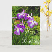 紫の菖蒲の誕生日グリーティングカード カード (黄色い花)