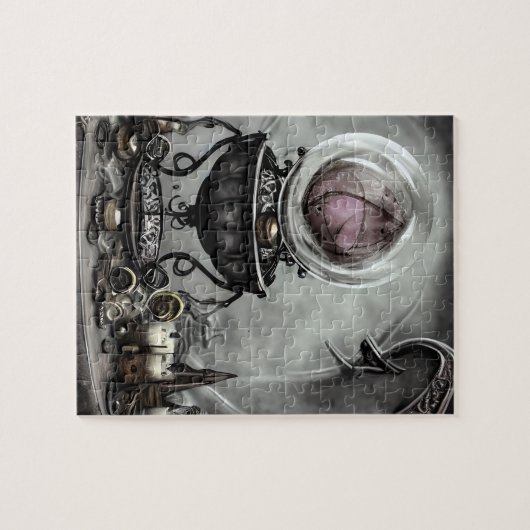 紫の華美クリスタルボールとウィッチクラフトのアイテム ジグソーパズル (横)