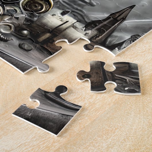 紫の華美クリスタルボールとウィッチクラフトのアイテム ジグソーパズル (側面)