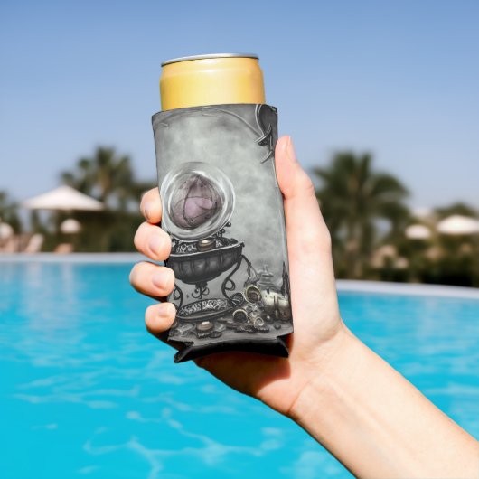 紫の華美クリスタルボールとウィッチクラフトのアイテム スリム缶クーラー (インサイチュ プール)