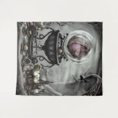 紫の華美クリスタルボールとウィッチクラフトのアイテム タペストリー (正面(横))