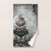 紫の華美クリスタルボールとウィッチクラフトのアイテム バスタオルセット (ハンドタオル)