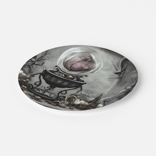 紫の華美クリスタルボールとウィッチクラフトのアイテム ペーパープレート (アングル)